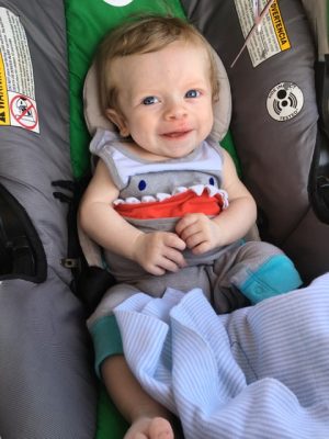 Carson in carseat